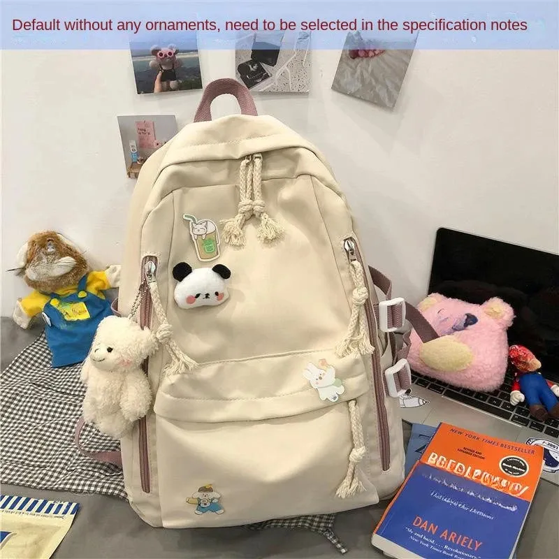 Sohiwoo Girls Black Travel Waterproof School Bag Women New Nylon Laptop Book Bag Trendy Fashion Cute Female College Backpack Cool