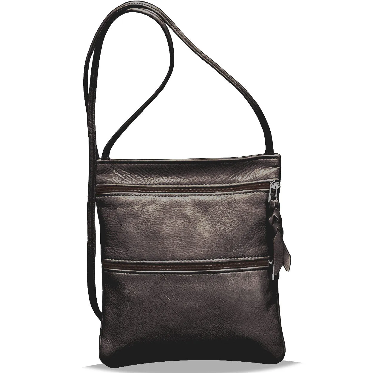 Sven small three-zip leather crossbody bag