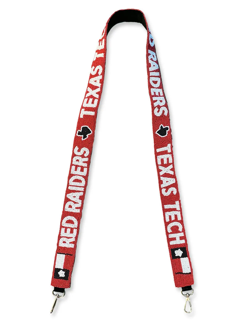 Texas Tech Dark Horse "Texas Flag" Red Beaded Purse Strap