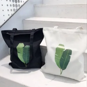 Tote Bag With Leaf Print