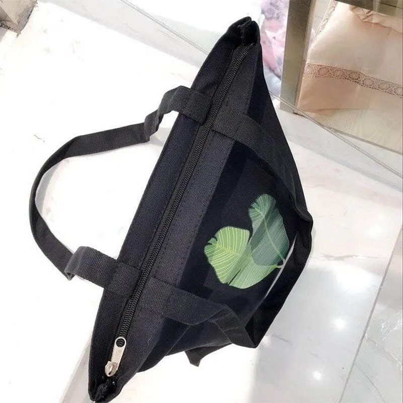 Tote Bag With Leaf Print