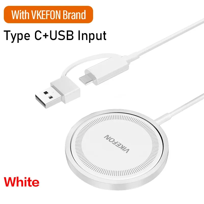 VIKEFON Magnetic Wireless Charger Fast Charging Pad Stand for iPhone 15 14 13 12 Pro Airpods PD Magnet Phone Chargers Station