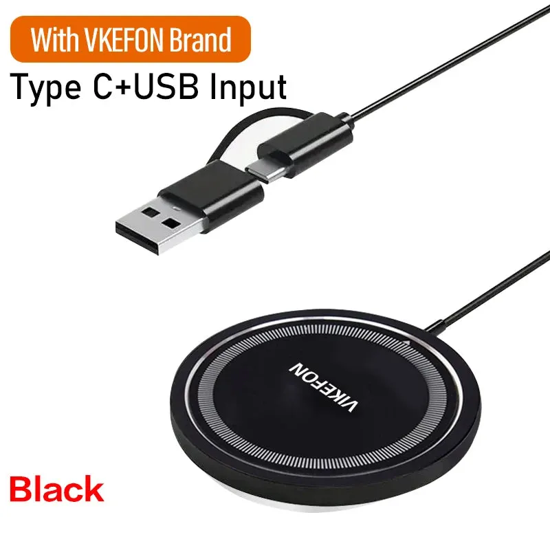 VIKEFON Magnetic Wireless Charger Fast Charging Pad Stand for iPhone 15 14 13 12 Pro Airpods PD Magnet Phone Chargers Station