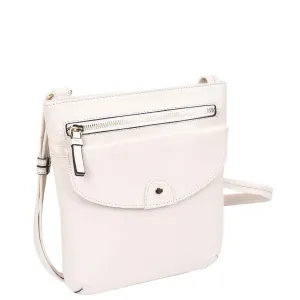 Womens Leather Crossbody Sling Bag Multi Pockets Messenger Skye White