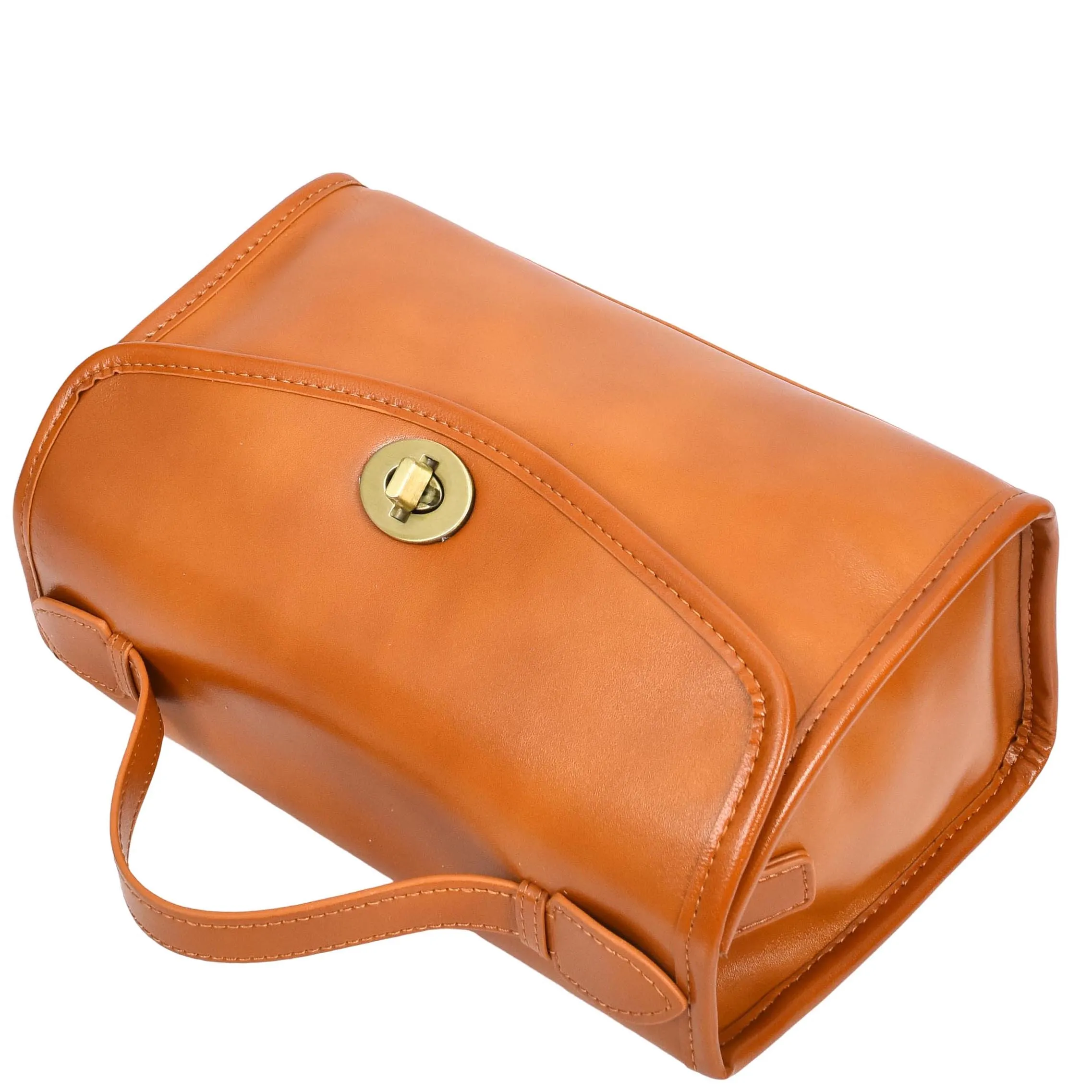 Womens Smooth Leather Crossbody Bag Casual Outgoing Top Handle Handbag A029 Tan